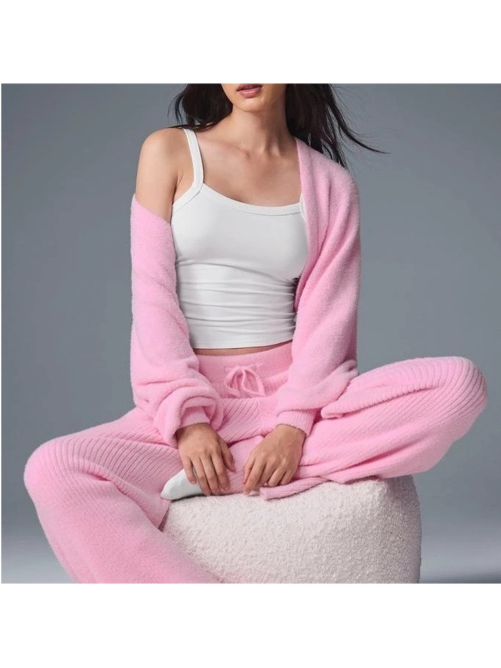 Alo Yoga NWT Snuggle up cozy shawl wrap sweater Sweet Pink o/s